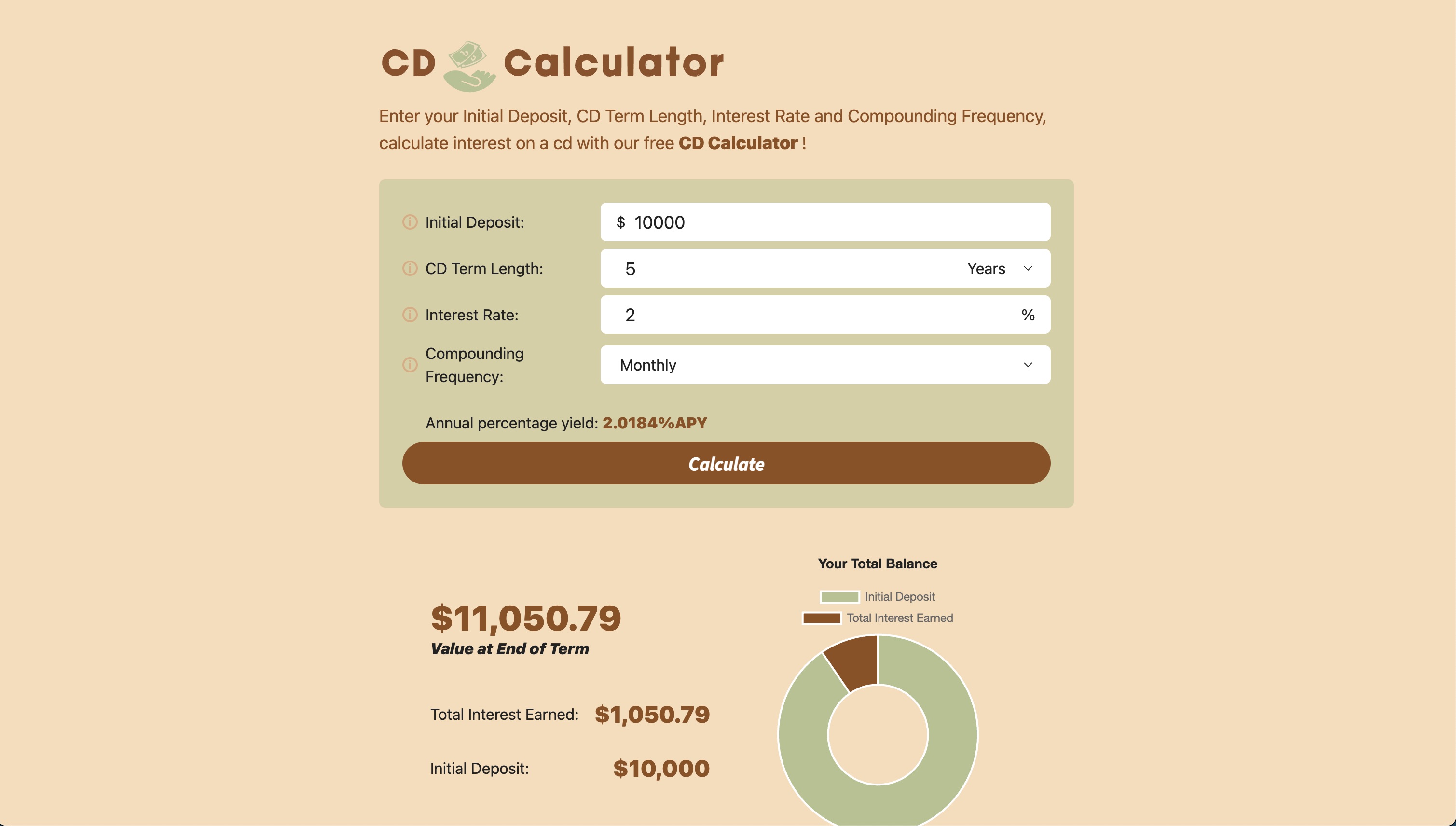 cd account calculator capital one